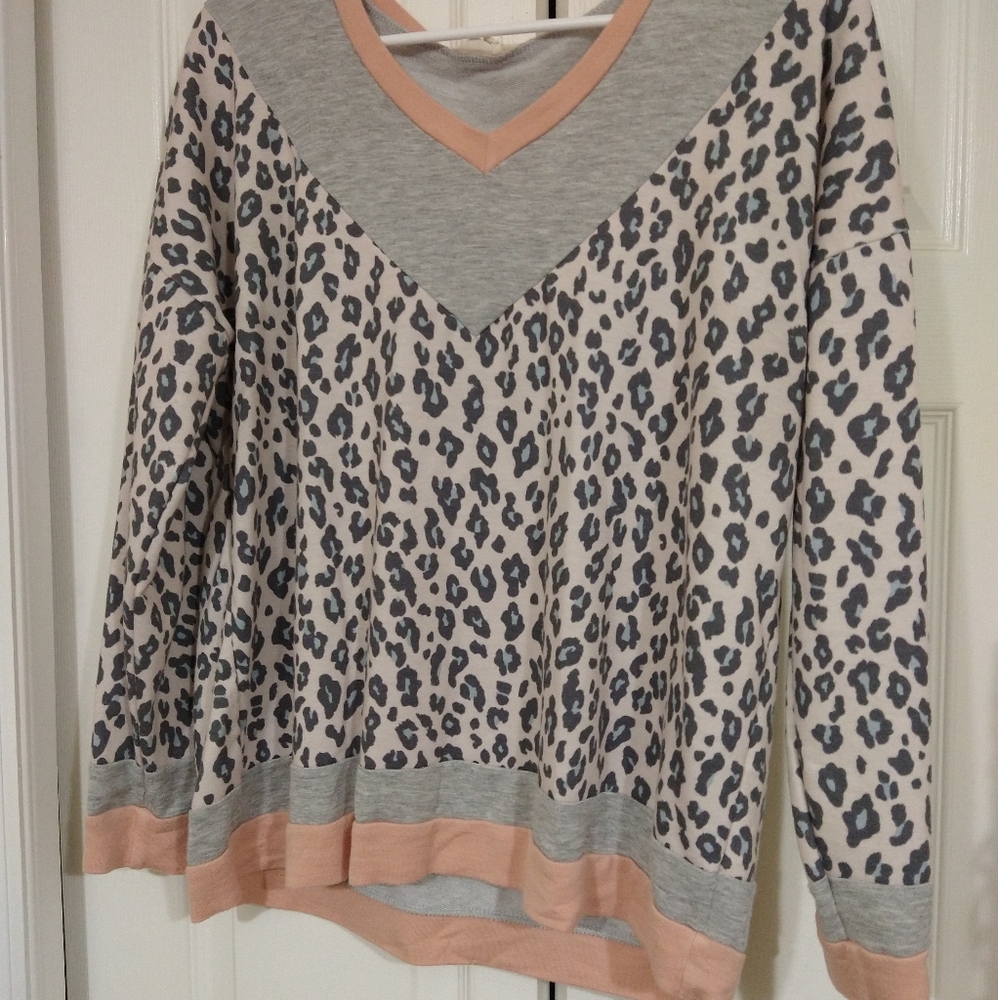 Cheetah Print Long Sleeve Top